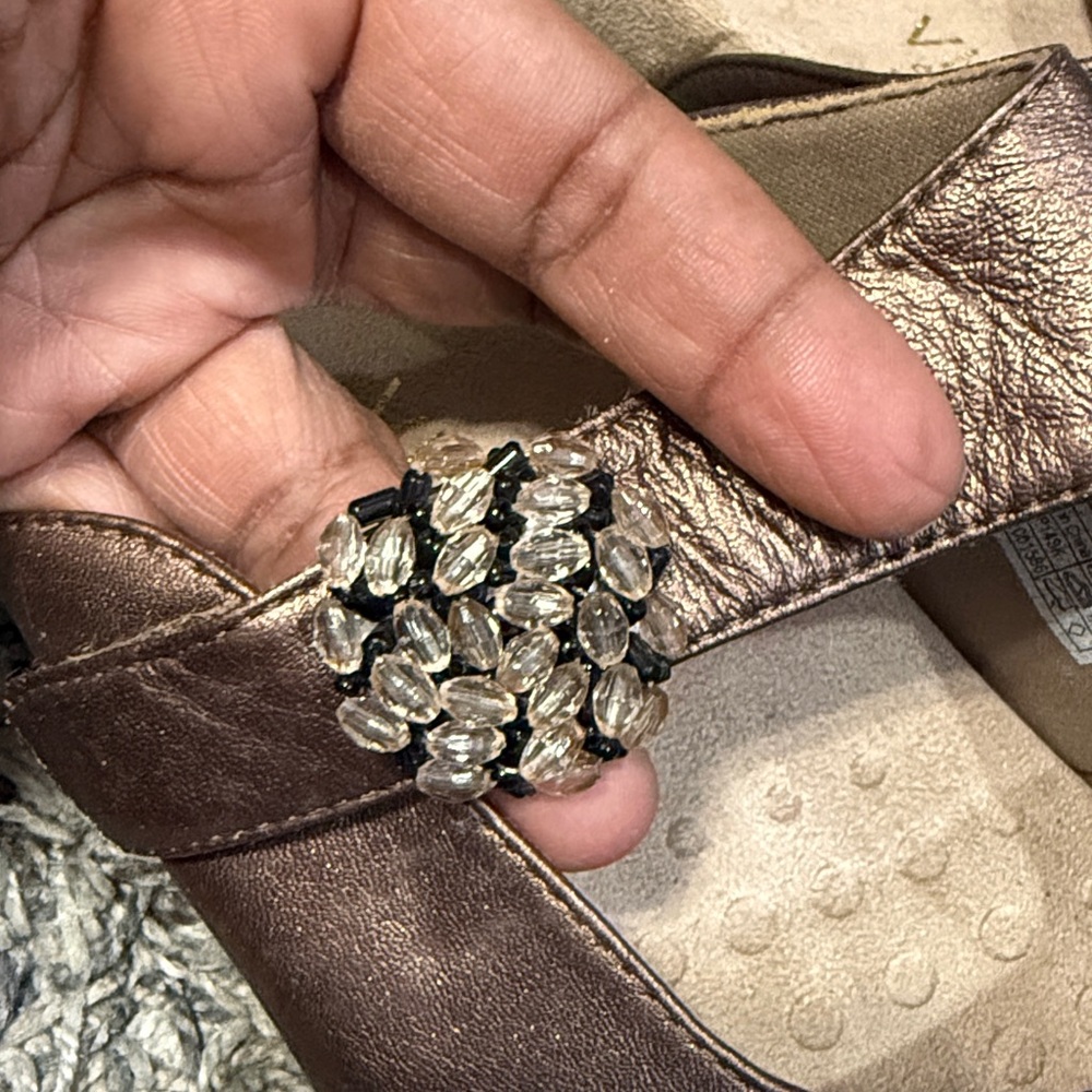 Vionic Metallic Brown Mules With Embellished Velc… - image 2